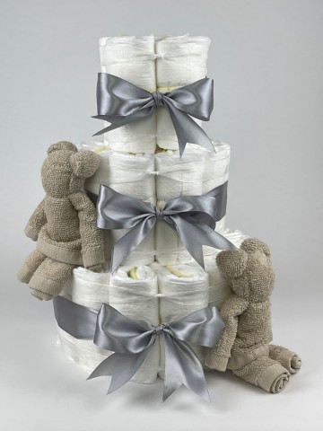 Chouette chouette luiertaart beren cream   grijs