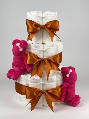 Chouette chouette luiertaart beren fuchsia roze   koper