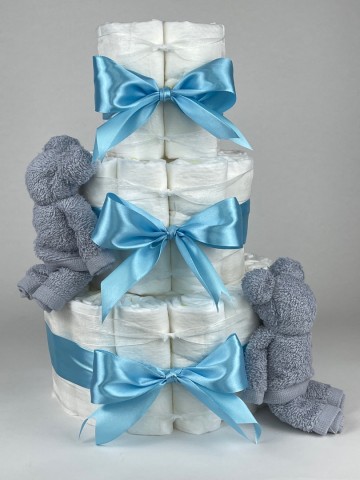 Chouette chouette luiertaart beren grijs   hemels blauw