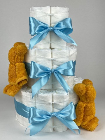 Chouette chouette luiertaart beren oker   hemels blauw