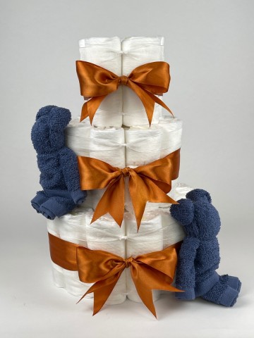 Chouette chouette luiertaart beren silk blauw   koper