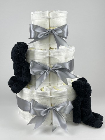 Chouette chouette luiertaart beren zwart   grijs