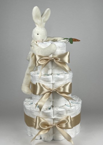 Chouette chouette luiertaart bunnies by the bay speenknuffel konijn wit   beige