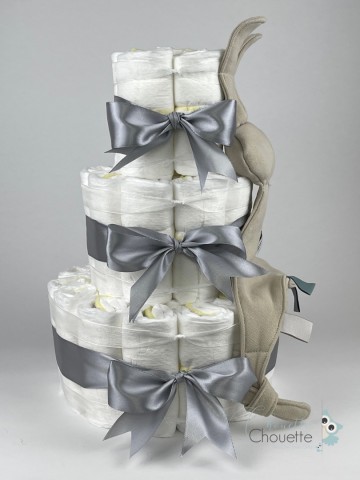 Chouette chouette luiertaart funnies knuffeldoek konijn snoes cream   grijs