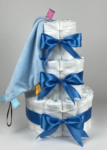 Chouette chouette luiertaart funnies knuffeldoek labels blauw   diep blauw