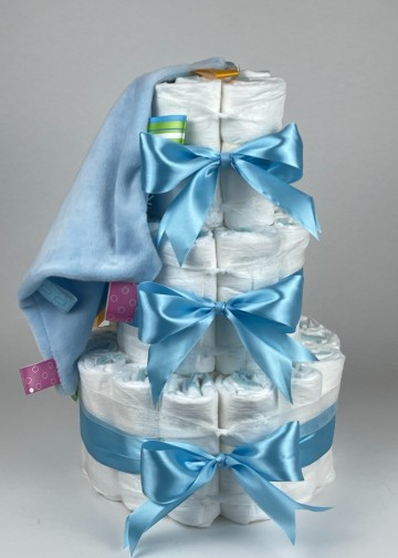 Chouette chouette luiertaart funnies knuffeldoek labels blauw   hemels blauw