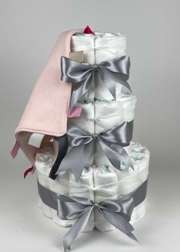 Chouette chouette luiertaart funnies knuffeldoek labels blush roze   grijs