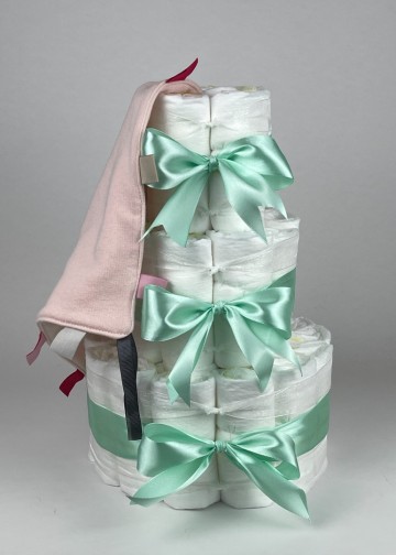 Chouette chouette luiertaart funnies knuffeldoek labels blush roze   groen