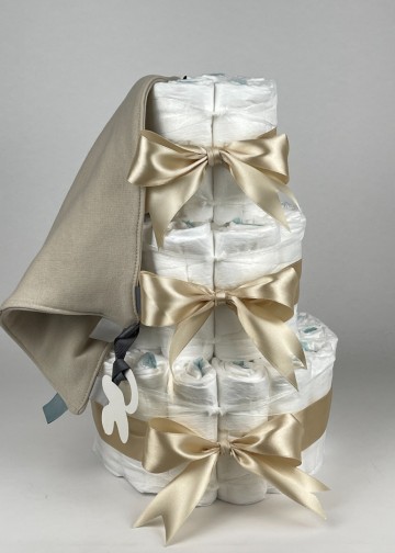 Chouette chouette luiertaart funnies knuffeldoek labels cream   beige