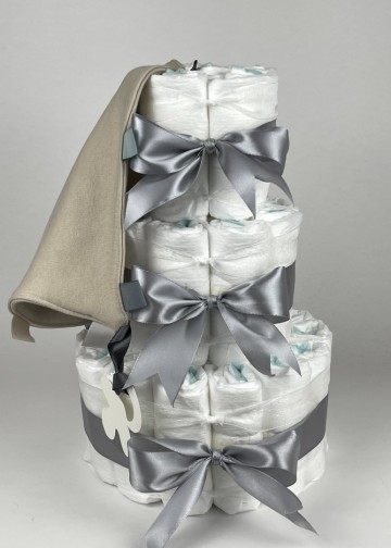 Chouette chouette luiertaart funnies knuffeldoek labels cream   grijs