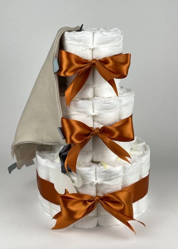 Chouette chouette luiertaart funnies knuffeldoek labels cream   koper