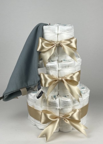 Chouette chouette luiertaart funnies knuffeldoek labels grey blue   beige