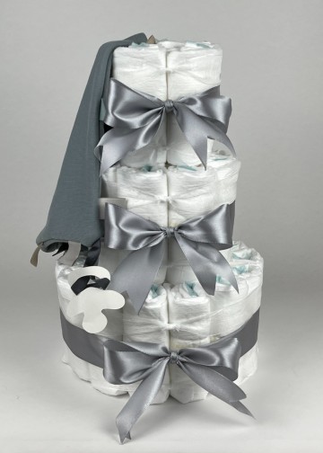 Chouette chouette luiertaart funnies knuffeldoek labels grey blue   grijs