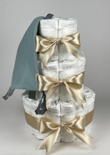 Chouette chouette luiertaart funnies knuffeldoek labels stone groen   beige