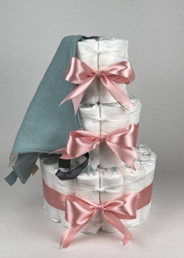 Chouette chouette luiertaart funnies knuffeldoek labels stone groen   donker poeder roze