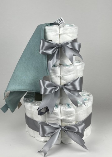 Chouette chouette luiertaart funnies knuffeldoek labels stone groen   grijs