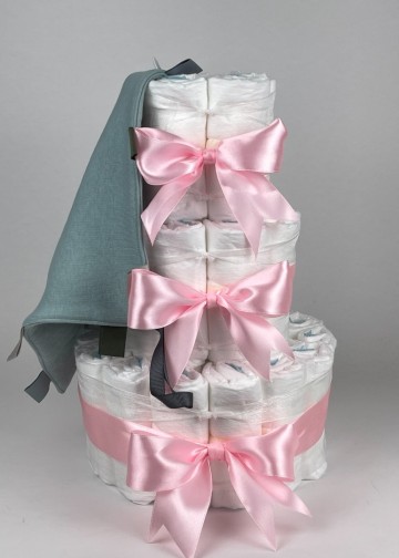 Chouette chouette luiertaart funnies knuffeldoek labels stone groen   roze