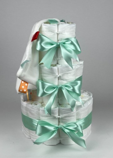 Chouette chouette luiertaart funnies knuffeldoek labels wit   groen