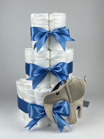 Chouette chouette luiertaart funnies knuffeldoek olifant ollie cream   diep blauw