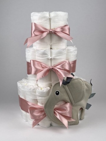 Chouette chouette luiertaart funnies knuffeldoek olifant ollie cream   donker poeder roze