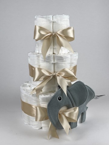 Chouette chouette luiertaart funnies knuffeldoek olifant ollie grey blue   beige