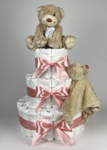 Chouette chouette luiertaart happy horse beer boogy beige   donker poeder roze