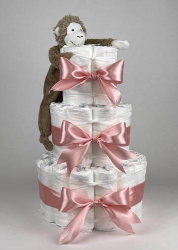 Chouette chouette luiertaart happy horse tuttle aap mickey clay   donker poeder roze