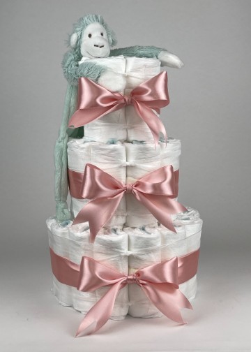 Chouette chouette luiertaart happy horse tuttle aap mickey lagoon   donker poeder roze