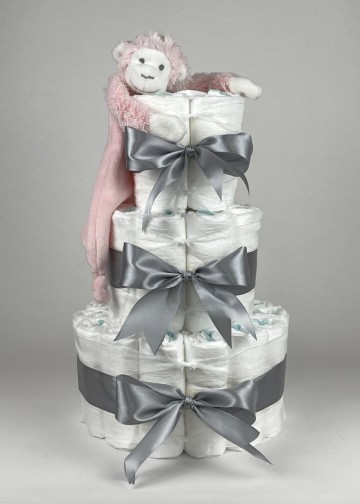 Chouette chouette luiertaart happy horse tuttle aap mickey pink   grijs