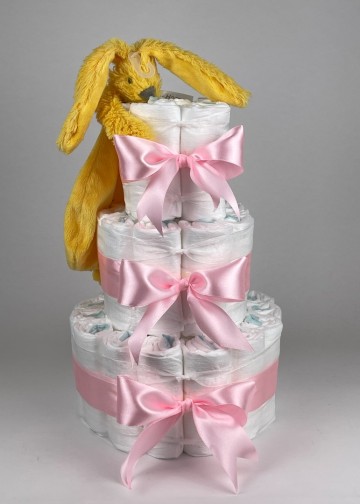 Chouette chouette luiertaart happy horse tuttle konijn richie geel   roze