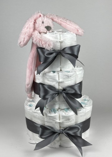 Chouette chouette luiertaart happy horse tuttle konijn richie pink   donker grijs