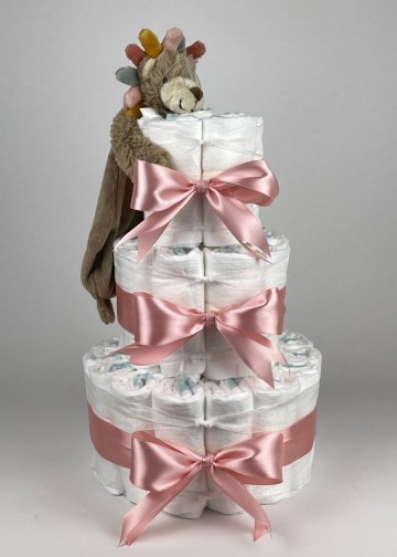 Chouette chouette luiertaart happy horse tuttle leeuw leon donker poeder roze