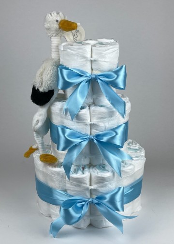 Chouette chouette luiertaart happy horse tuttle stork sky hemels blauw