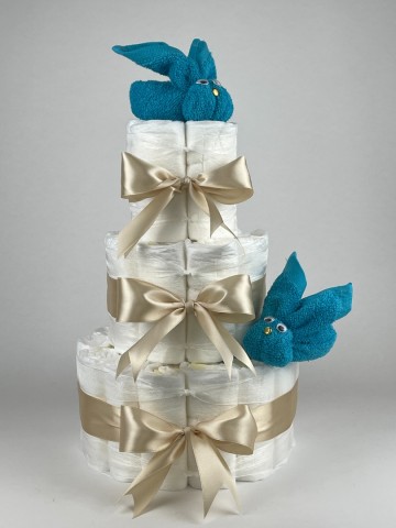 Chouette chouette luiertaart konijnen aqua blauw   beige