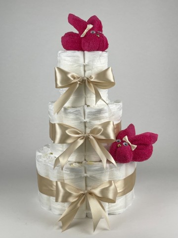 Chouette chouette luiertaart luiertaart konijnen fuchsia roze   beige