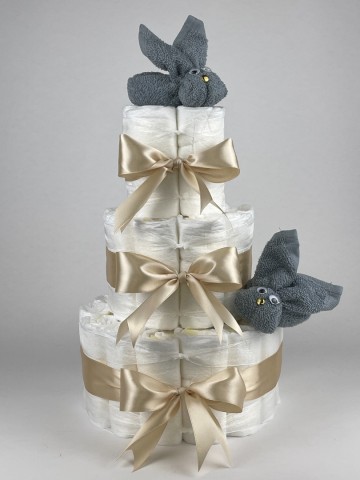 Chouette chouette luiertaart luiertaart konijnen grey blue   beige