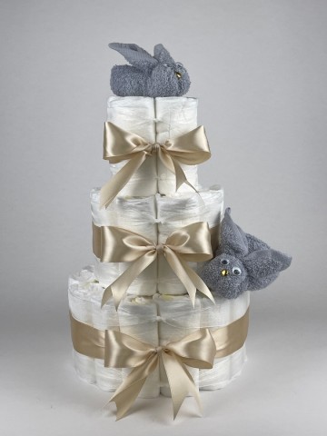 Chouette chouette luiertaart luiertaart konijnen grijs   beige