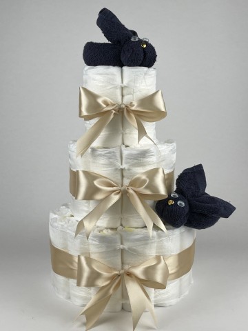 Chouette chouette luiertaart luiertaart konijnen navy donker blauw   beige