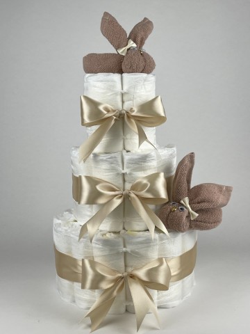 Chouette chouette luiertaart luiertaart konijnen pinkstone   beige