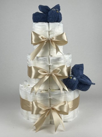 Chouette chouette luiertaart luiertaart konijnen silk blauw   beige