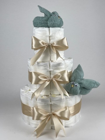 Chouette chouette luiertaart luiertaart konijnen stone groen   beige