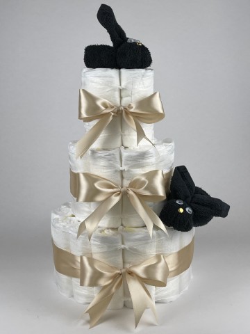 Chouette chouette luiertaart luiertaart konijnen zwart   beige