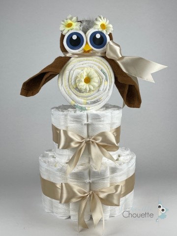 Chouette chouette luiertaart uil clay bruin   beige