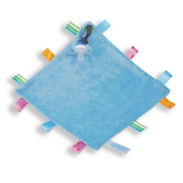 Funnies knuffeldoek labels blauw 0