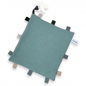 Kraamcadeau knuffeldoekje labeldoekje speen stone green