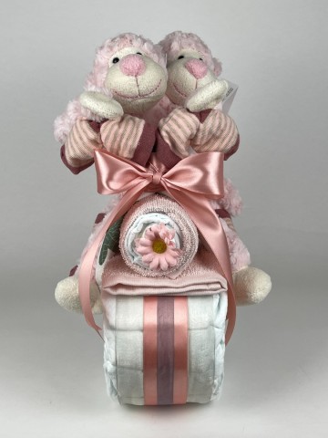 Luiermotor aap tweeling roze 0002 3