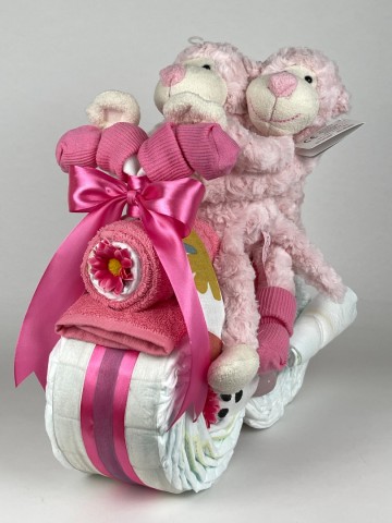 Luiermotor aap tweeling roze 0003 1