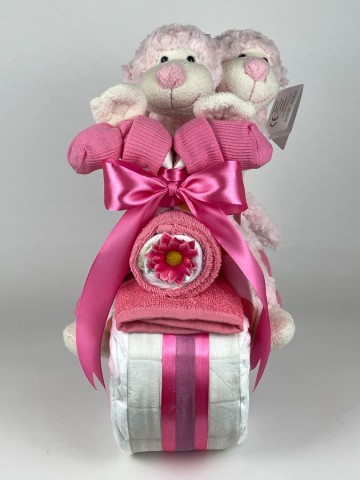 Luiermotor aap tweeling roze 0003 3