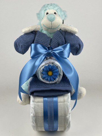 Luiermotor funnies knuffel aap groen 0015 3