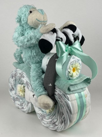 Luiermotor funnies knuffel aap groen 0017 2